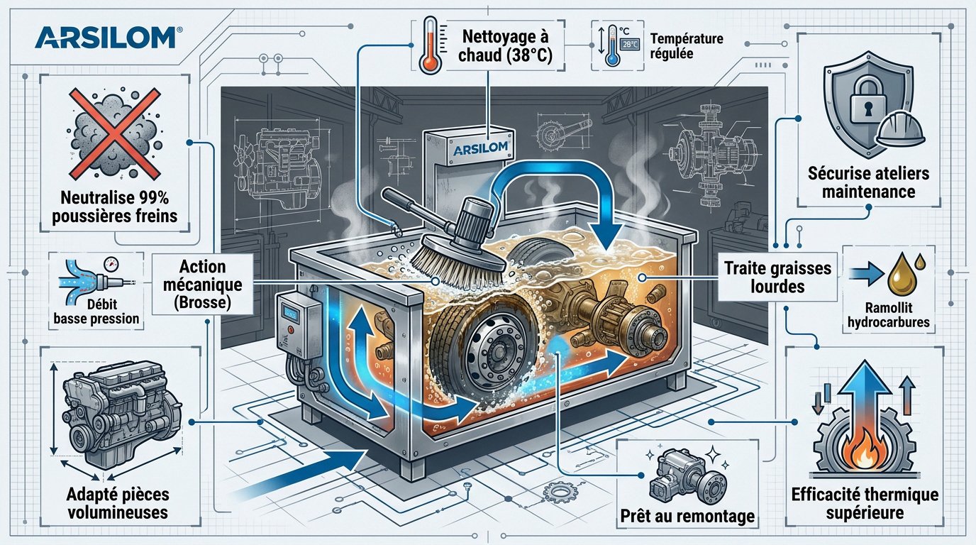 Infographie technique fontaine de nettoyage poids lourds Arsilom